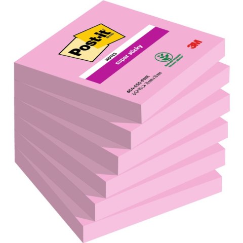 KARTECZKI POST-IT SUPER STICKY 76x76mm RÓŻOWE (6x90) Post-it