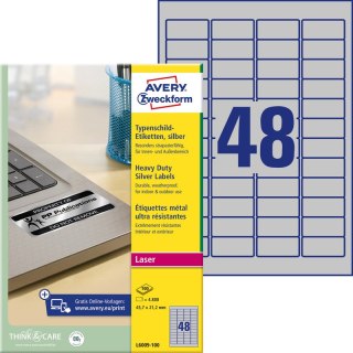 ETYKIETY A4 AVERY HEAVY DUTY 45,7*21,2mm SREBRNE (100) Avery Zweckform