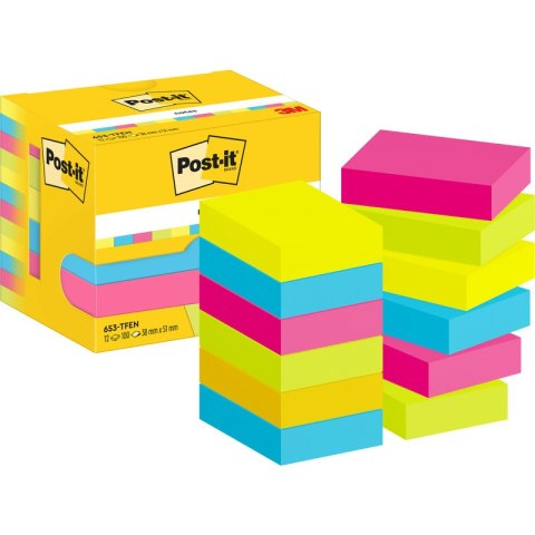 Karteczki Post-it 38x51mm (653-TFEN) mix kolorów (12x100) Post-it Karteczki Post-it 38x51mm (653-TFEN) mix kolorów (12x100) Post-it