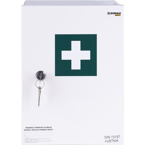 Apteczka naścienna Donau Safety 30.2" DIN 13157 (+ ustnik) metalowa Donau Safety
