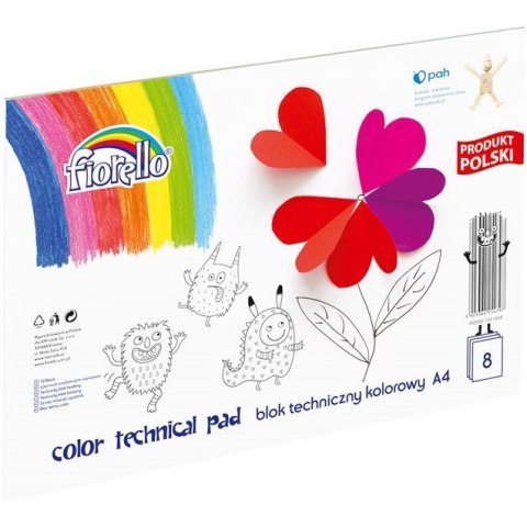 Blok techniczny Fiorello A4/8k kolorowy FIORELLO