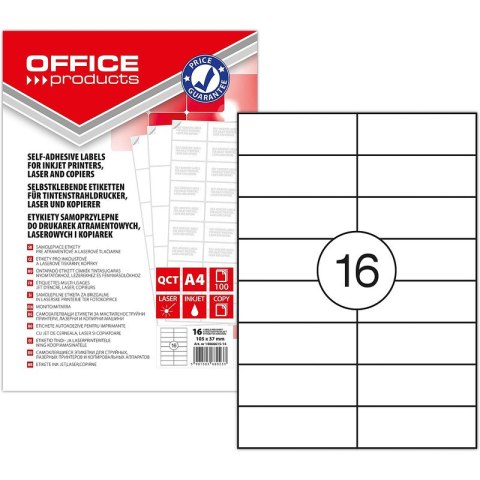 Etykiety Office Products A4 105x37mm białe (100) Office Products