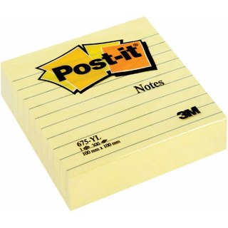 Karteczki Post-it 100x100mm (675-YL) w linie żółte (300) Post-it