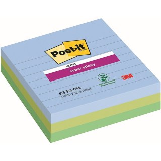 Karteczki Post-it Super Sticky 101x101mm (675-3SS-OAS) w linię (3x70) Post-it