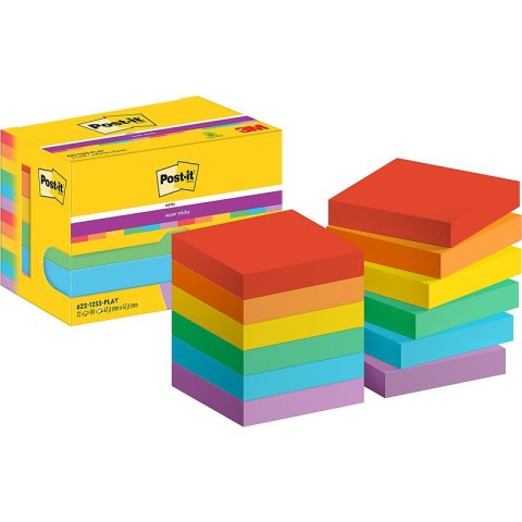 Karteczki Post-it Super Sticky 47.6x47.6mm (622-12SS-PLAY) (12x90) Post-it