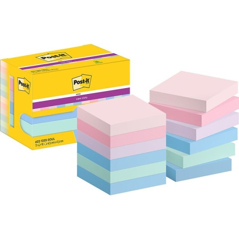 Karteczki Post-it Super Sticky 47.6x47.6mm (622-12SS-SOUL) pastelowe (12x90) Post-it