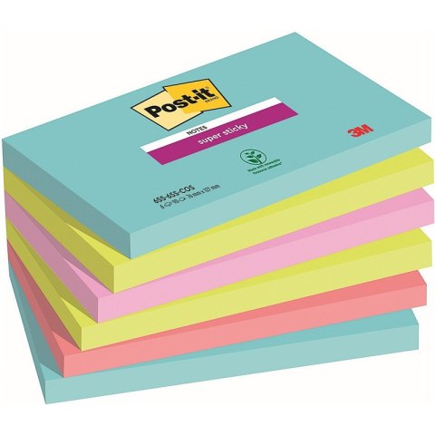 Karteczki Post-it Super Sticky 76x127mm (655-6SS-COS) (6x90) Post-it