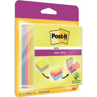 Karteczki Post-it Super Sticky 76x76mm (2014-SC-BYFG) 4 kolory (4x75) Post-it