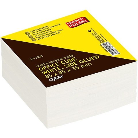 Kostka papierowa Grand 85x85x35mm klejona biała Grand