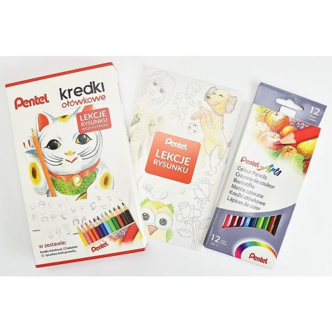Kredki ołówkowe Pentel (+ lekcje rysunku) 12 kolor Pentel