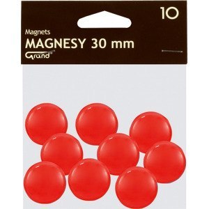 Magnesy do tablic Grand śr.30mm czerwone (10) Grand