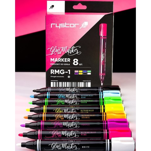 Markery kredowe Rystor Glass RMG-1 8 kolorów Rystor