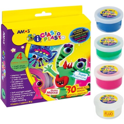 Masa plastyczna Amos Ciasto-Plasto 18g x4 kolory Amos
