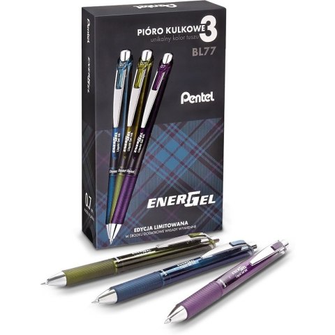 Pióra kulkowe Pentel EnerGel BL77 (+3 wkłady) (3+3 Pentel