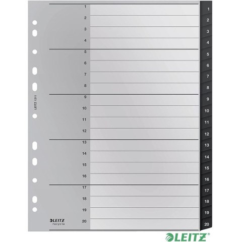 Przekładki PP Leitz Recycle A4 Maxi 1-20 czarne Leitz