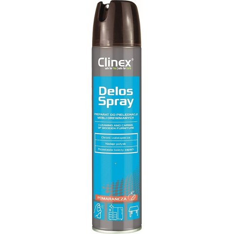 Spray do pielęgnacji i czyszczenia mebli drewnianych CLINEX Delos Shine, 300ml Clinex