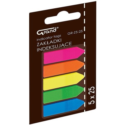 Zakładki Grand 12x45mm strzałki 5 kolorów (5x25) Grand