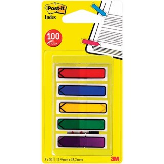 Zakładki Post-it 11.9x43.2mm strzałka 5 kolorów (5x20) Post-it