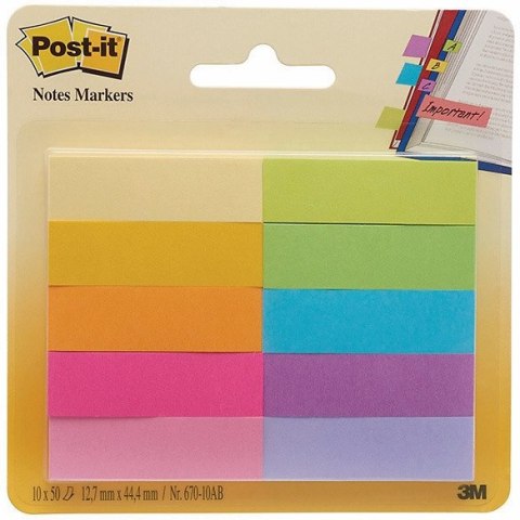 Zakładki Post-it 12.7x44.4mm 10 kolorów (10x50) Post-it Zakładki Post-it 12.7x44.4mm 10 kolorów (10x50) Post-it