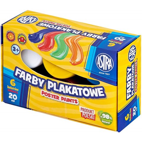 Farby plakatowe Astra 20ml x6 kolorów Astra