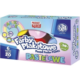 Farby plakatowe Astra 20ml pastelowe x6 kolorów Astra