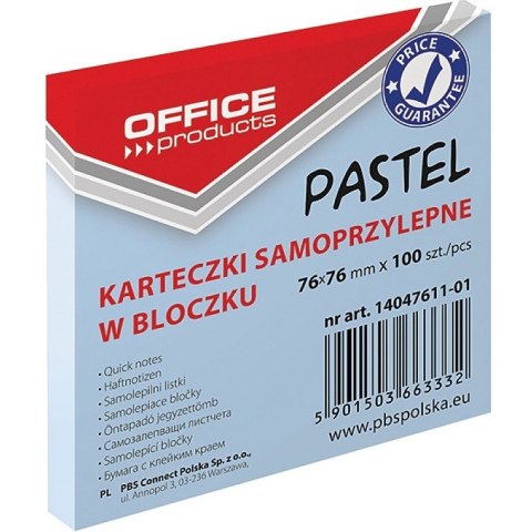 Karteczki Donau 76x76mm pastel niebieskie (100) Office Products