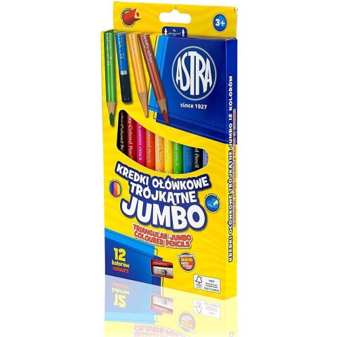 Kredki ołówkowe Astra Jumbo trójkątne 12 kolorów Astra