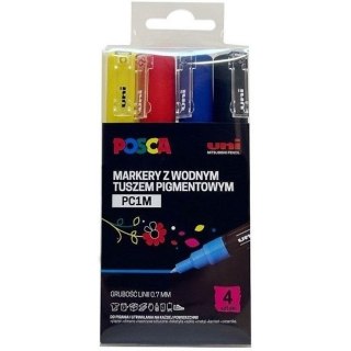 Markery z farbą plakatową Uni POSCA PC-1M 4 kolory Uni