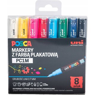 Markery z farbą plakatową Uni POSCA PC-1M 8 koloró Uni