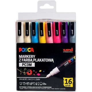 Markery z farbą plakatową Uni POSCA PC-3M 16 kolor Uni