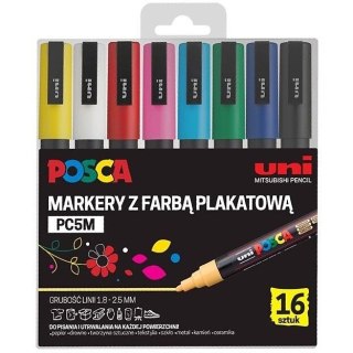 Markery z farbą plakatową Uni POSCA PC-5M 16 kolor Uni