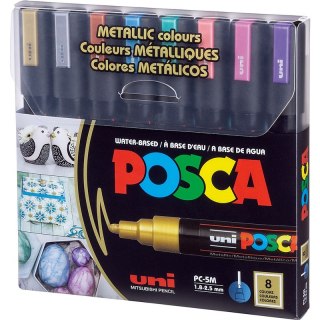Markery z farbą plakatową Uni POSCA PC-5M 8 koloró Uni