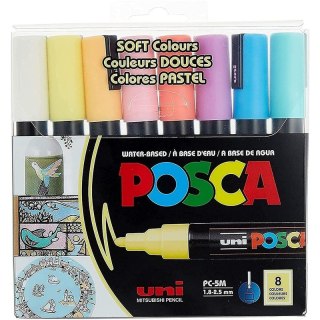 Markery z farbą plakatową Uni POSCA PC-5M 8 koloró Uni