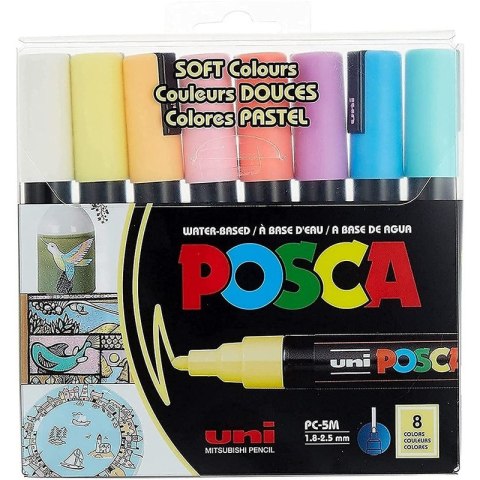 Markery z farbą plakatową Uni POSCA PC-5M 8 koloró Uni