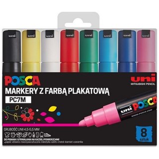 Markery z farbą plakatową Uni POSCA PC-7M 8 koloró Uni