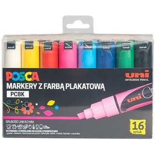 Markery z farbą plakatową Uni POSCA PC-8K 16 kolor Uni