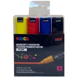 Markery z farbą plakatową Uni POSCA PC-8K 4 kolory Uni