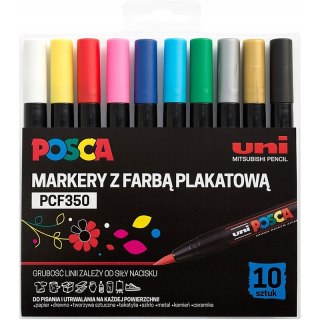 Markery z farbą plakatową Uni POSCA PCF-350 10 kol Uni