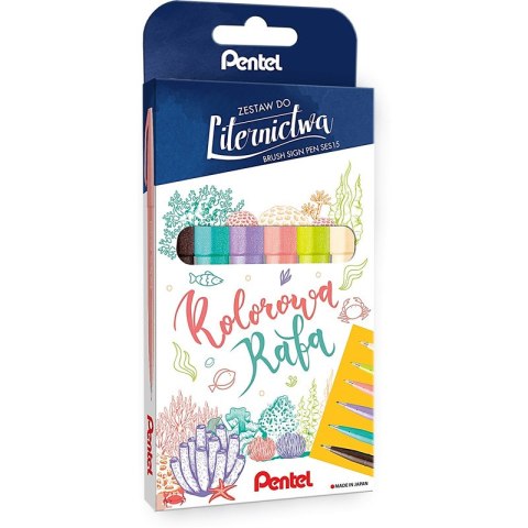 Pisaki pędzelkowe Pentel Brush Sign Pen SES15C 6 k Pentel