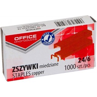 Zszywki OFFICE PRODUCTS, miedziane, 24/6, 1000szt. Office Products