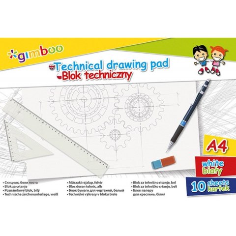 BLOK TECHNICZNY GIMBOO A4/10K BIAŁY Gimboo