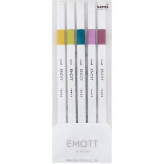 Cienkopisy Uni Emott No.8 0.4mm 5 kolorów Uni