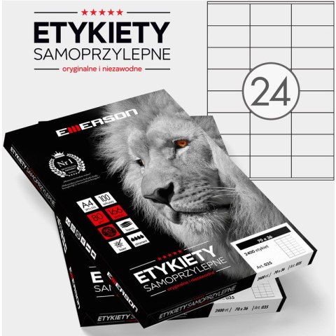 Etykiety Emerson A4 70x36mm białe (100) Emerson