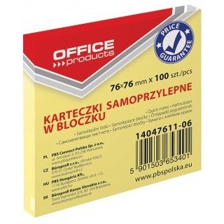 Karteczki Office Products 76x76mm żółte (100) Office Products