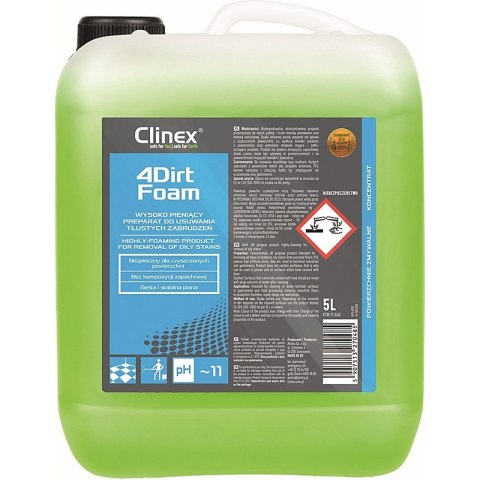 Preparat CLINEX 4Dirt Foam 5L, do usuwania tłustych zabrzudzeń Clinex