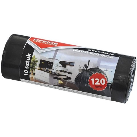 WORKI NA ŚMIECI DOMOWE OFFICE PRODUCTS, SUPER MOCNE (LDPE), 120L, 10SZT., CZARNE Office Products