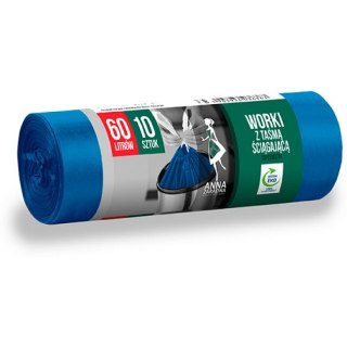 Worki na śmieci Anna Zaradna 60L LDPE z taśmą niebieskie (10) ANNA ZARADNA