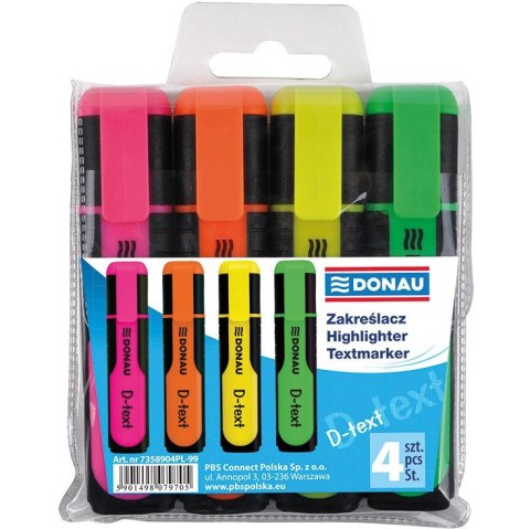 Zakreślacze Donau D-Text 4 kolory Donau