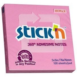 KARTECZKI STICK'N 76*76mm RÓŻOWE (100) STICK'N