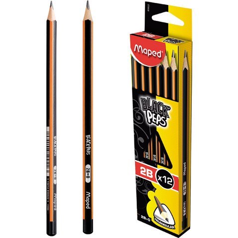 OŁÓWEK DREWNIANY MAPED BLACK'PEPS 2B BEZ GUMKI Maped